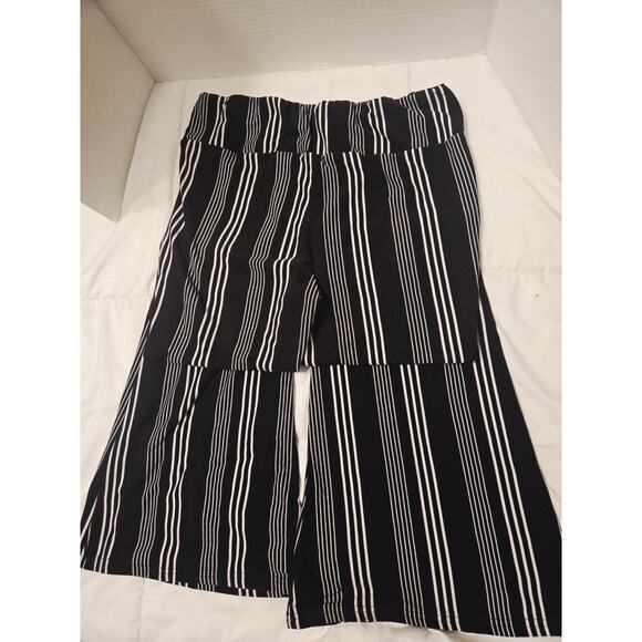 No Boundaries Super Flare Pants Stripes Black White Sz XL Tall Boho Retro - Picture 3 of 5
